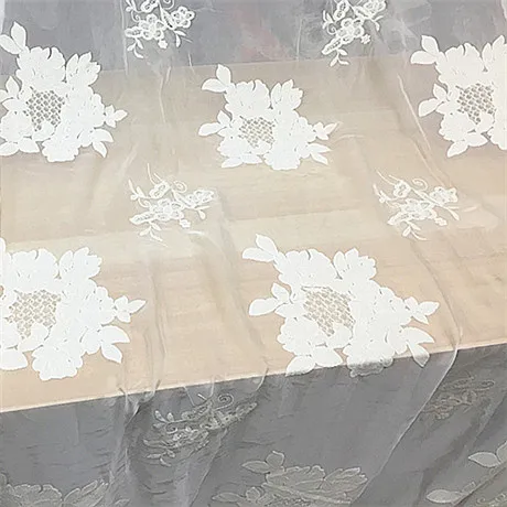 

2Meter White Embroidered Silk Chiffon Fabric Mulberry Silk Clothing Dress Breathable Summer Fabric New