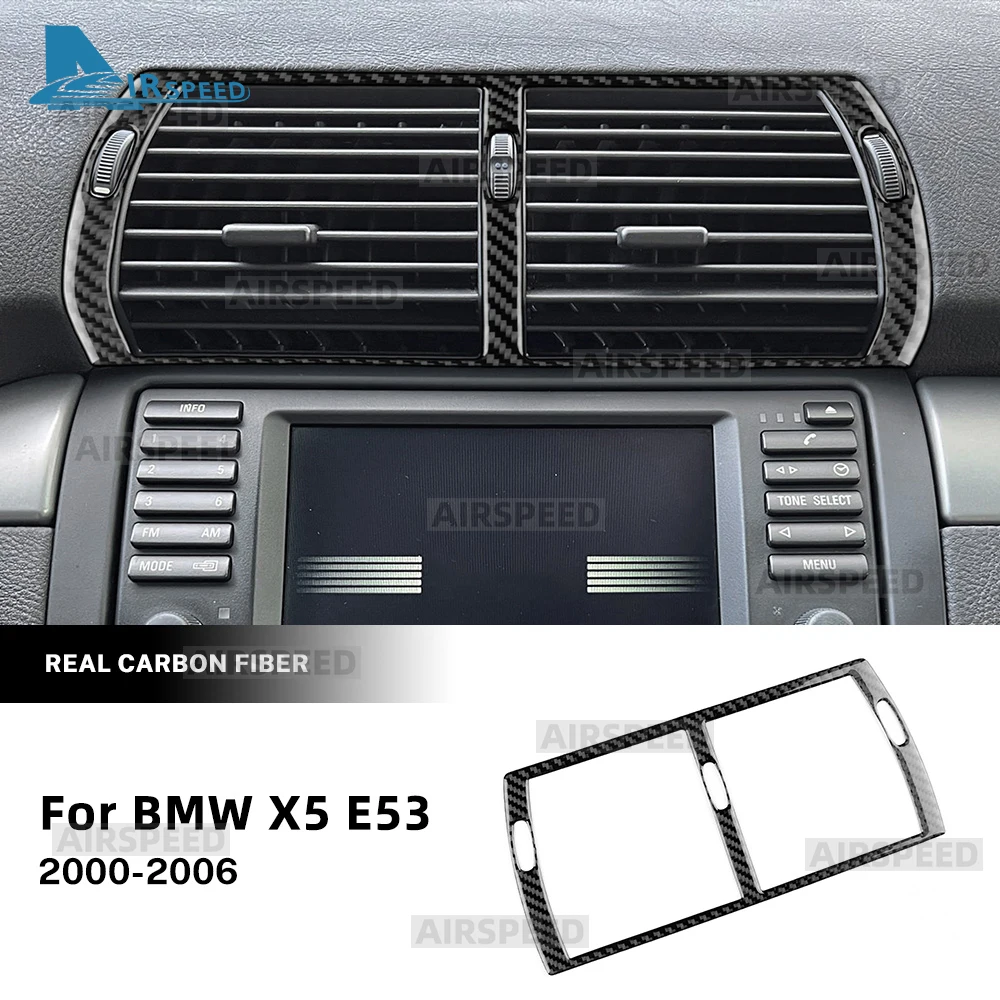 

Наклейка на рамку центральной консоли автомобиля, средний воздуховыпускного отверстия для BMW X5 E53 2000-2006, мягкая крышка, внутренняя наклейка из углеродного волокна, Стайлинг автомобиля