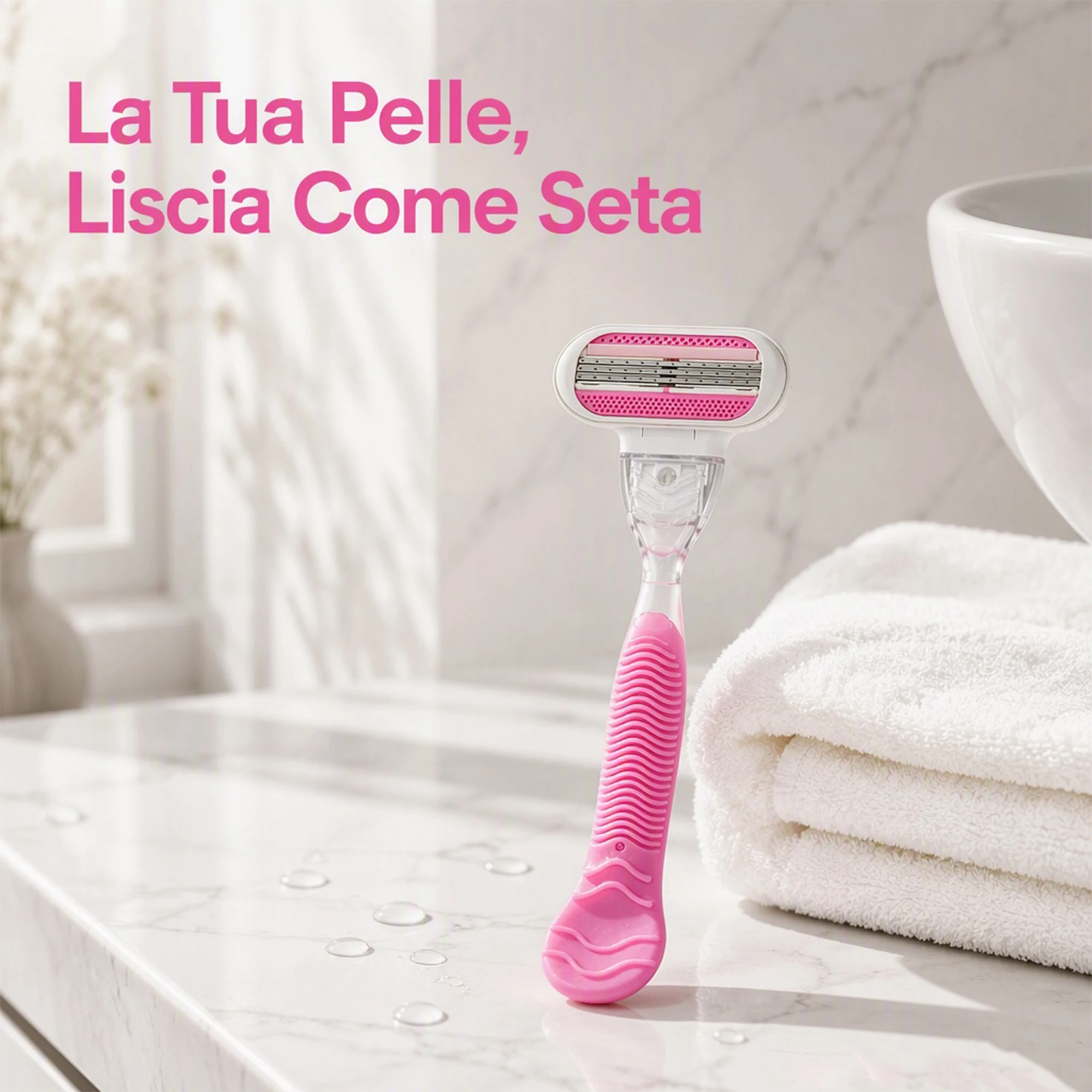 Women's Manual Razor, 1 Handle, 4/12/24 Blades, Triple-Layer Stainless Steel Blades, Rubber Handle, Reusable Body Hair Removal