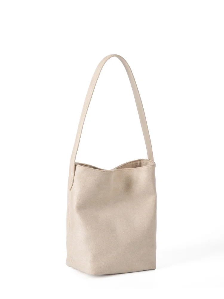 2025 heißer Verkauf Frauen Wildleder Stoff Eimer Tasche Minimalismus Koreanischen Stil Weiche Leder Schulter Tasche Modische Unterarm Pack Handtasche