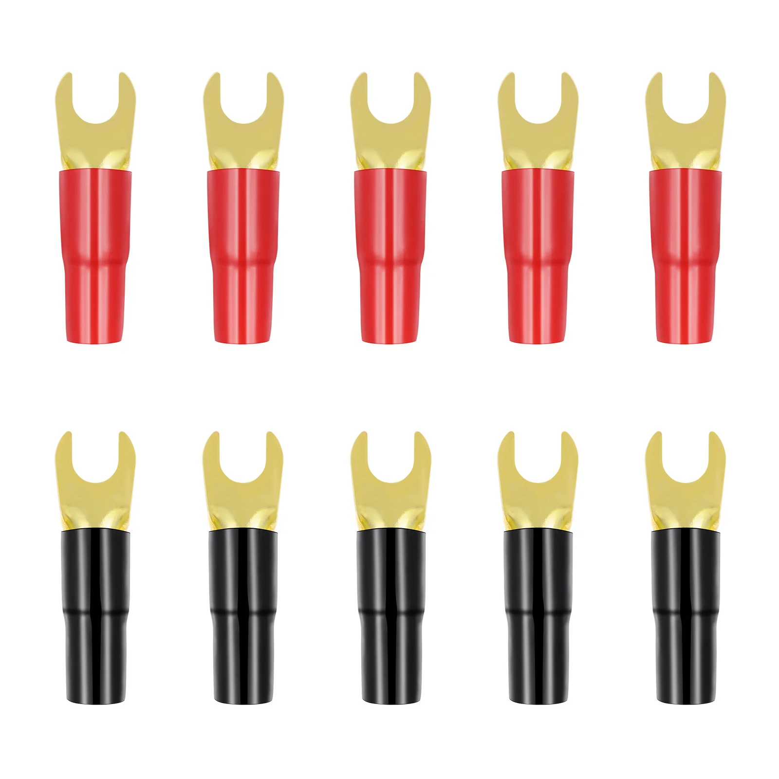 

5Pairs Speaker Wire Connectors Crimp Barrier Spades Copper Terminal 8Ga Adapter Plug Audio Cable 8Ga Terminal Crimp Connectors