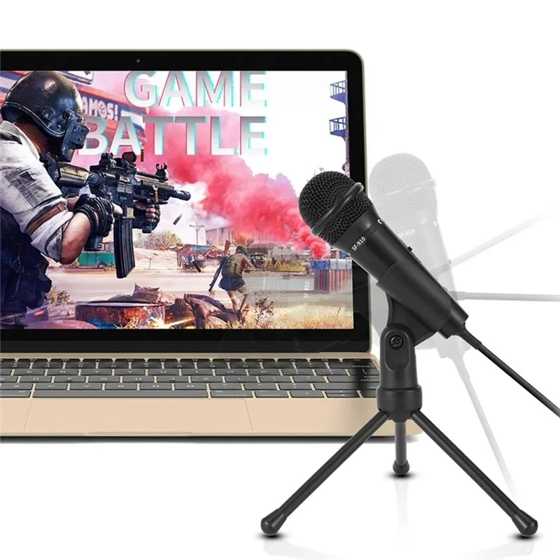 

Portable 3.5mm Wired Home Mini Desktop Tripod Mic For PC YouTube Video Gaming Chatting Recording Meeting Podcasting Microphone