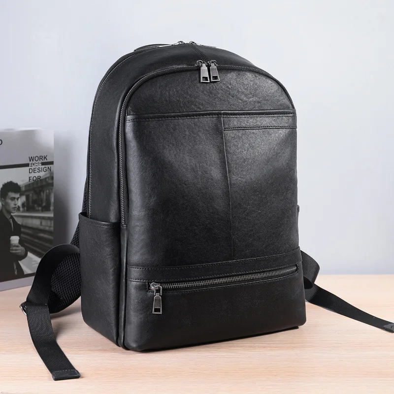 

Fashion Designer Backpack Men Genuine Leather Travel Backpack Male College Student Laptop Bag Backpacks Teenager Boys Bagpack