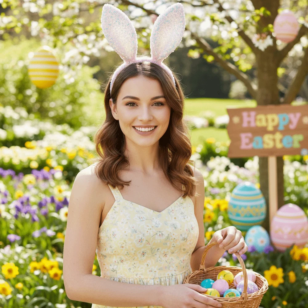 

Sweet Cartoon Easter Bunny Headband Sequin Glitter Bunny Ears Headband Korean Style Headwear Rabbit Ear Hairband Girl