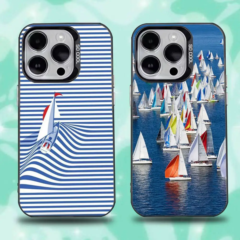

Sailing Ship Boat Phone Case For iPhone 16,15,14,13,12,11,Mini,Pro,E,SE4,XS,MAX Black Candy Matte Cover