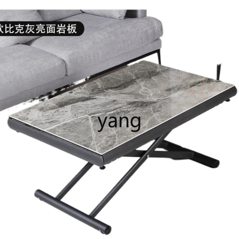 

LXL Stone Plate Lifting Coffee Table Dual-Purpose Multifunctional Retractable Integrated Dining Table