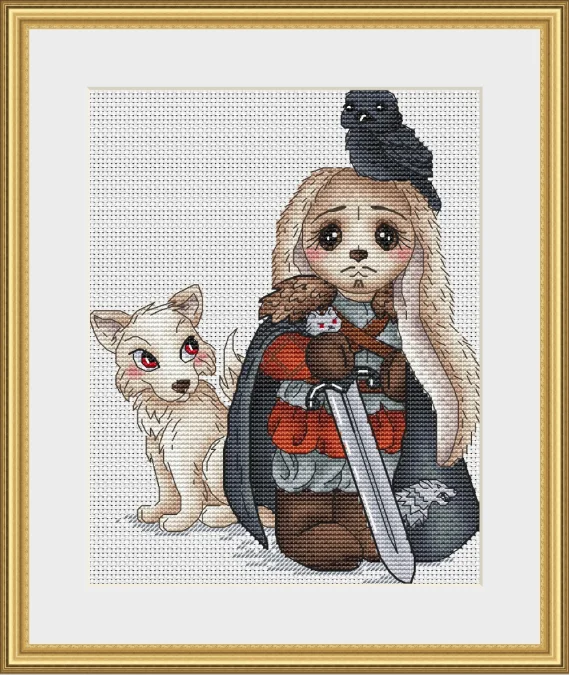 

-rabbit Jon Snow 26-31 Cross Stitch Kit Aida Count Unprint Canvas Stitches Embroidery DIY Handmade Needlework