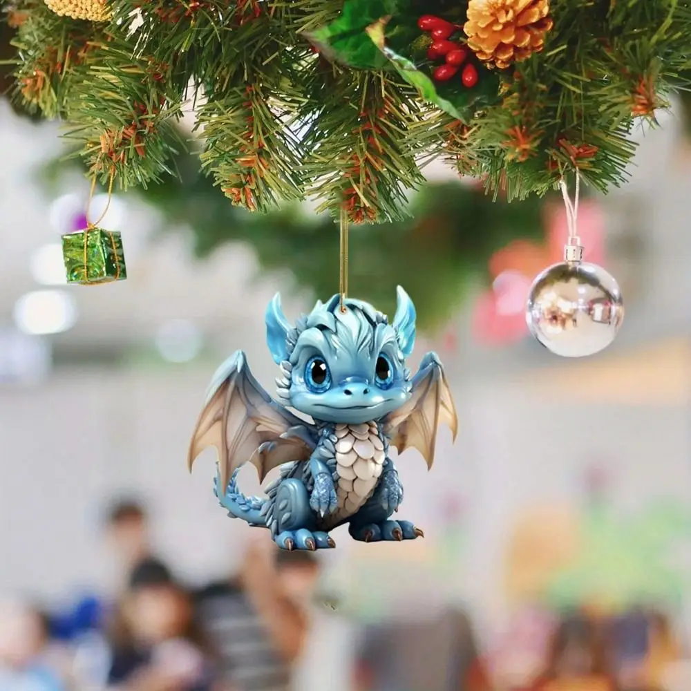 2D Flying Dragon Baby Pendant Cartoon Acrylic Dragon Car Ornament Hangable Decorative Xmas Tree Flat Pendant Xmas Tree