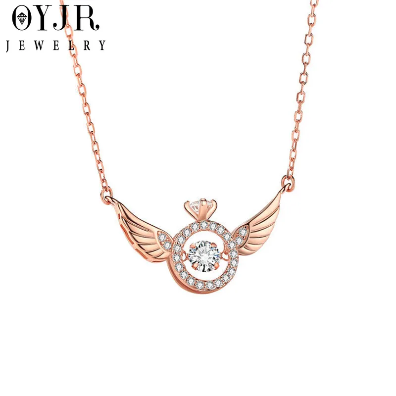 

OYJR Silver Plated Beating Heart Angel Wings Necklace for Women