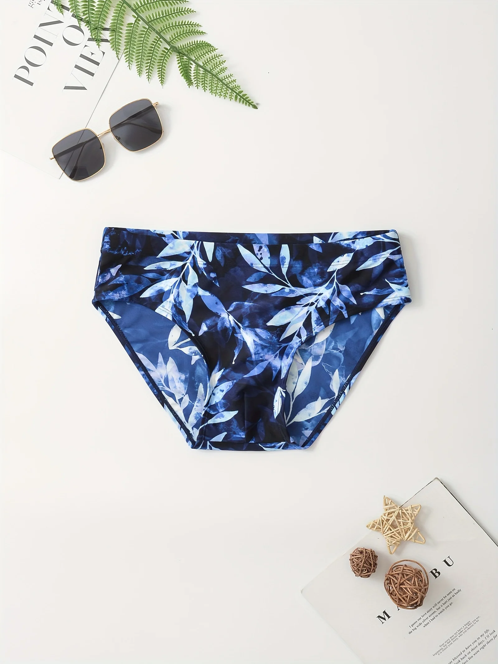 Men's Pattern Quick-Drying Briefs, Men's Swimwear, Summer Beach Swimming Shorts