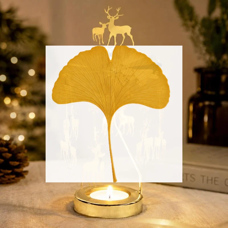 INS Style Stainless Steel Rotating Candle Holder Heat Powered Carousel Spinner Elegant Tea Light Holder