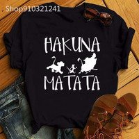Hakuna Matata Cute Women T Shirt Harajuku 90s Ullzang The Lion King T-shirt Cartoon Tshirt Graphic Printed Top Tees Female