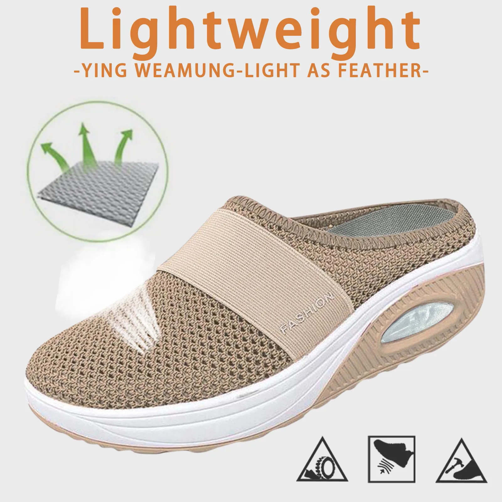 Air Cushion Slip-On Women Walking Shoes Orthopedic Diabetic Ladies Platform Mules Mesh Lightweight Slippers Wedge Female Sneaker