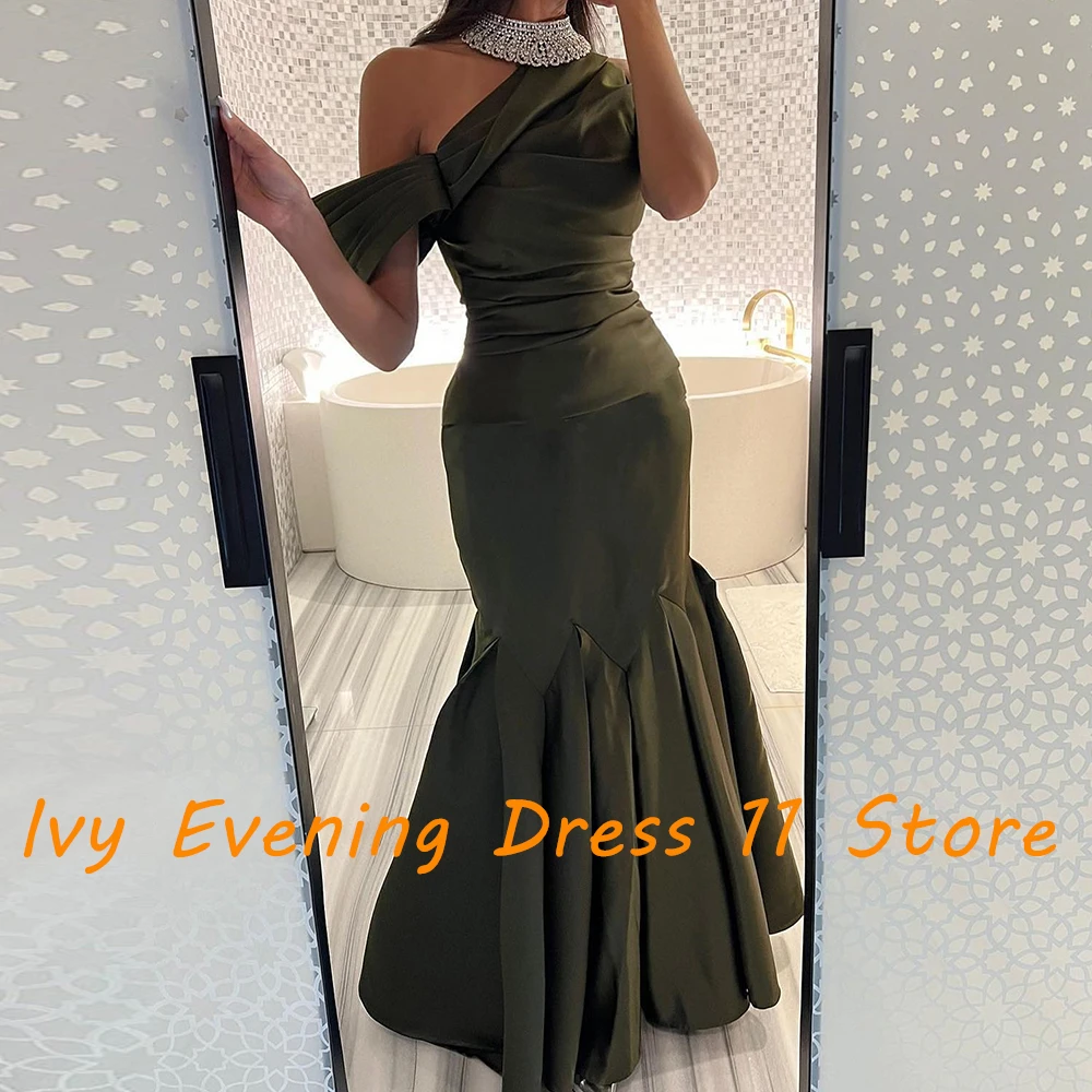 Customized Fashion Off the Shoulder Satin Evening Dresses Delicate Short Sleeves Straight Floor Length Special Occasion Gowns