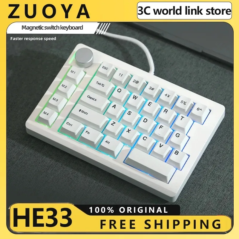 

ZYOYA HE33 Магнитная мини-клавиатура RGB с возможностью горячей замены RT0.02 мм 0,125 мс Задержка 8K Скорость возврата Поддержка SOCD MT FPS Проводная игровая клавиатура