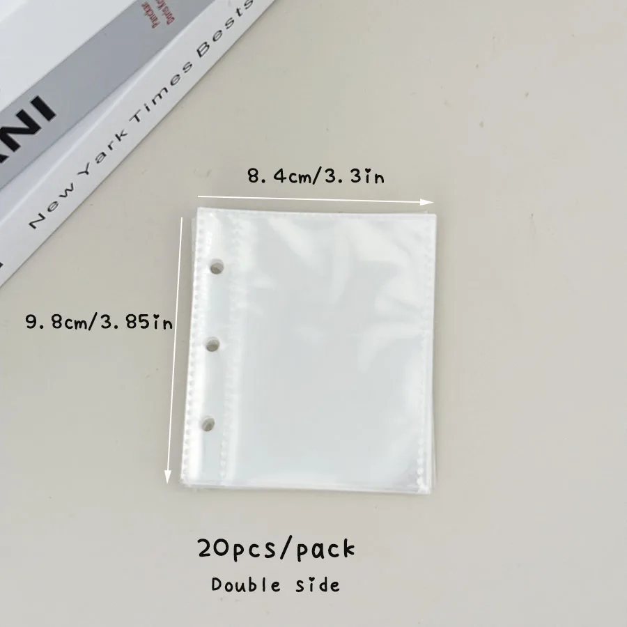 SKYSONIC Neue 20 Stück Binder doppelseitige transparente Kartenhüllen, 3-Zoll-Postkartenhalter, Kpop Mini Sammelbuch-Nachfülltaschen – Detail 7