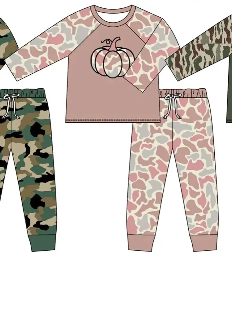 Toddler Boys Girls Fall Loungewear Pumpkin Ghost Cactus Cowboy Print Two-Piece Halloween Nightwear Outfits