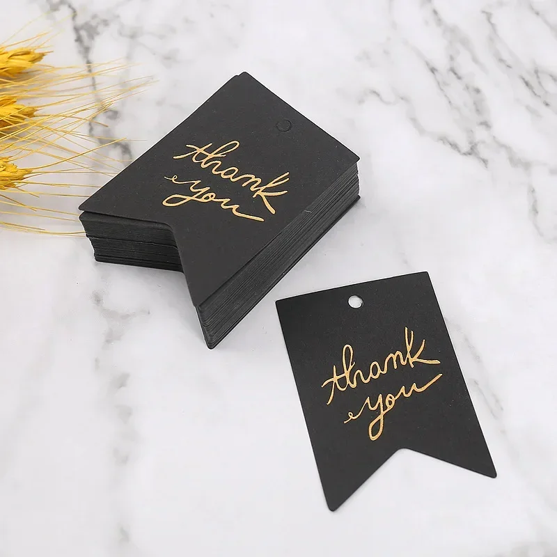 50pcs Kraft Paper Tag White Black Bronzing Thank You Tag Luggage Wedding Note Gift Bags Garment Shoes Price Label Hanging Decor