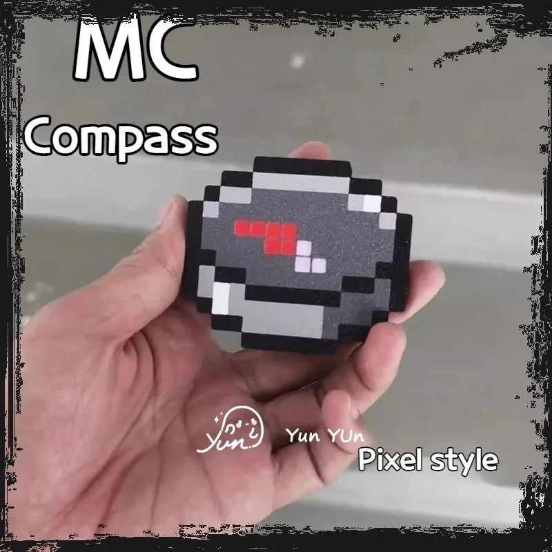Brelok do kluczy z magnetycznym kompasem Mc Compass, drukowany 3D, zawieszka pikselowa, prosty design, prezent urodzinowy dla dzieci, dekoracja domu, rękodzieło.