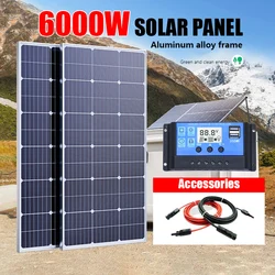 6000W3000W Solar Panel 18VHigh Efficiency Rigid Waterproof Power Bank Glass Charging Outdoor Solar Cells For Home Camping