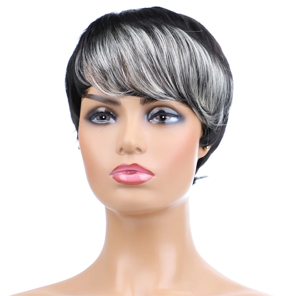 

Lydia Synthetic Wigs For Black Women Mix Color FT2/613 Short Straight Wavy Wigs Kanekalon Synthetic African American Wigs