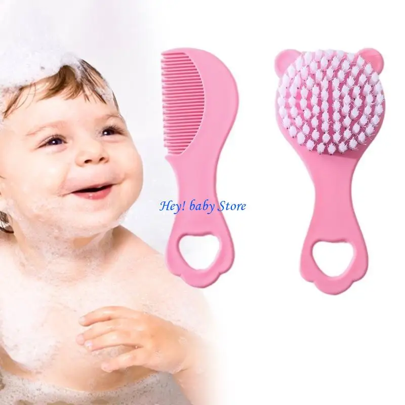 

Q1FE Newborns Hair Care Set Feature Soft Hairbrush & Comb and Lovely Bear Theme