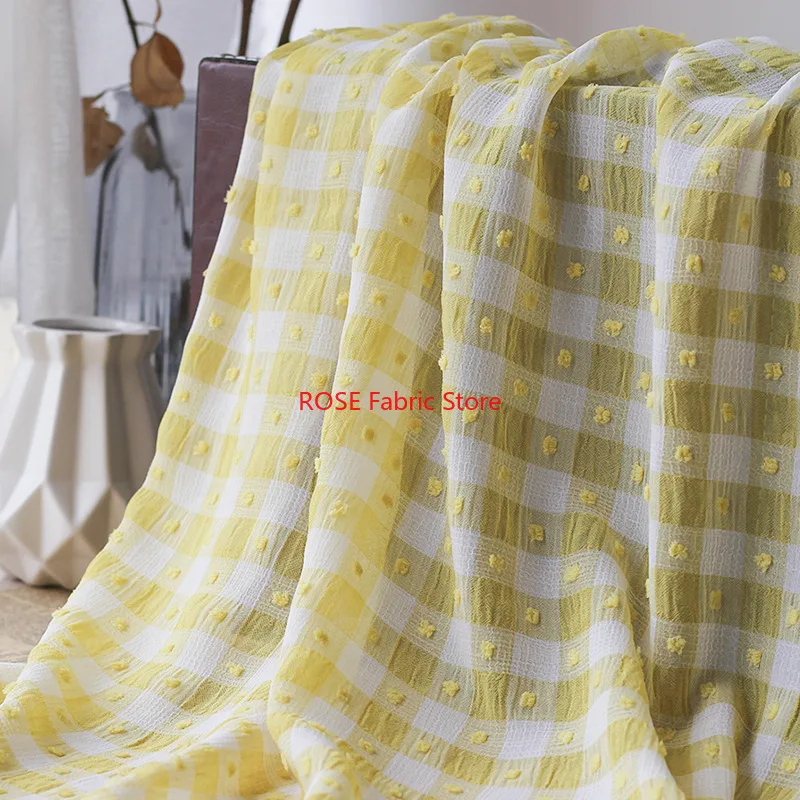 Stripe Plaid Printed Chiffon Fabric Dots Jacquard fabric for Summer Dress, Vocation Dress, Beach Dress, Curtain