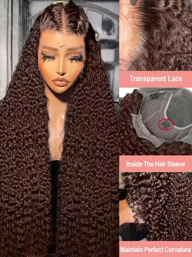 30 Inch 250% Density 13x4 Hd Lace Frontal Wig Highlight Wig Human Hair Wigs Curly Chocolate Brown Jerry Curly Wigs For Women image 3