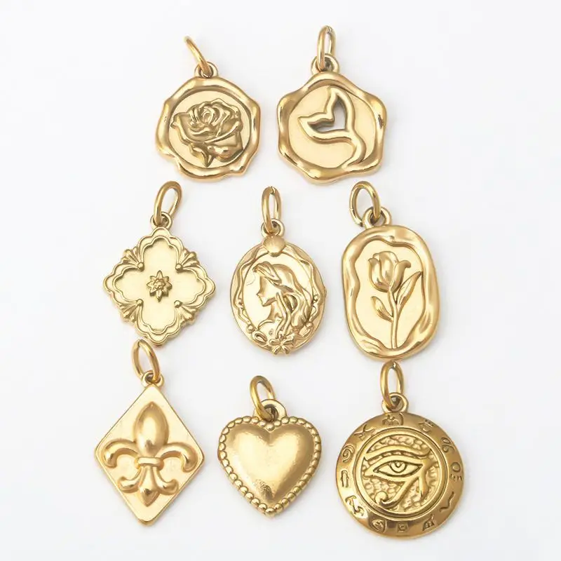 

8K Gold Plated Stainl Steel Titanium Steel Mermaid Flower Heart Pendant Bracelet Nelace Accories DIY Jewelry Parts