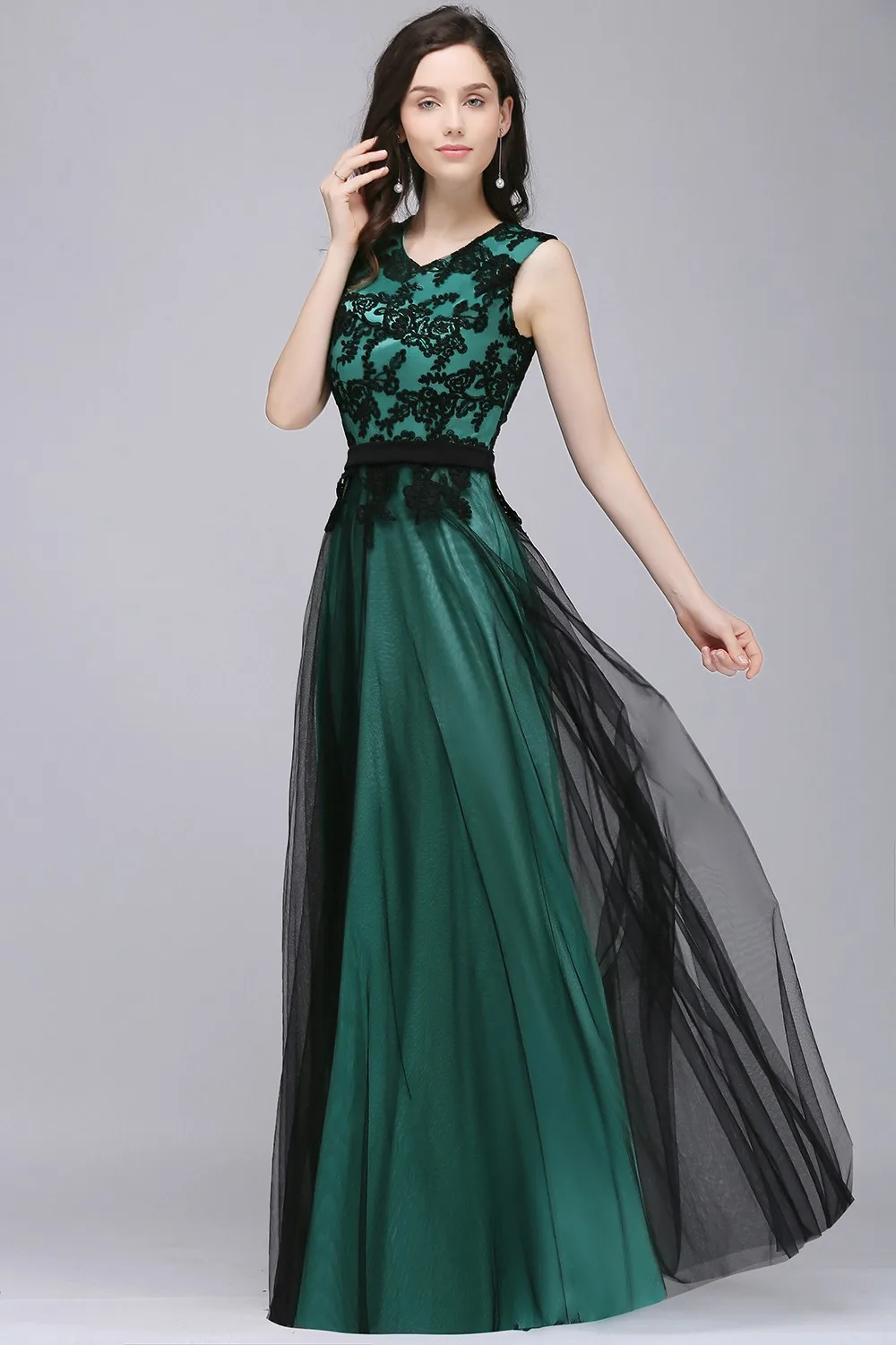 BABYONLINE Monther of Bridal Dress Sleeveless Lace Floral Corest and Floor Tulle A Line Maxi Skirt Evening Fomral Party Gown