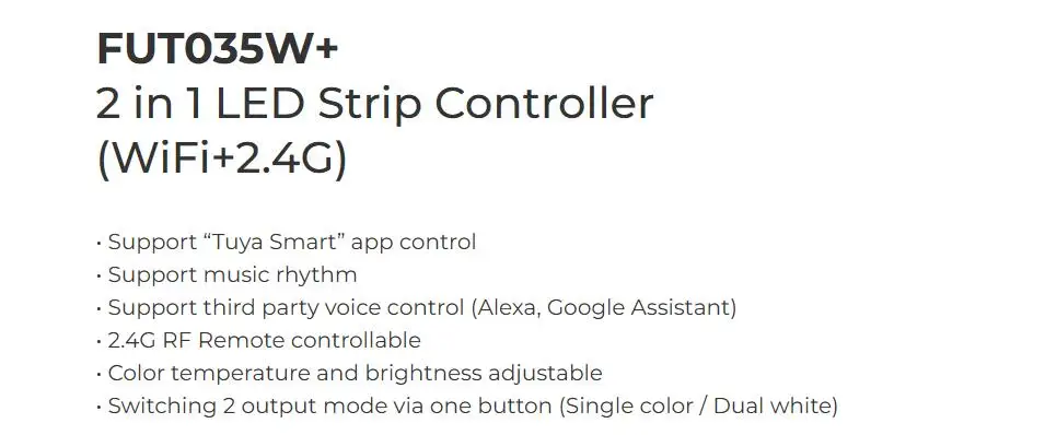 Miboxer WiFi+2.4G LED Controller Single Color Dual White RGB RGBW RGB+CCT SW2 SW5 WL5 Tuya Music APP Voice Control
