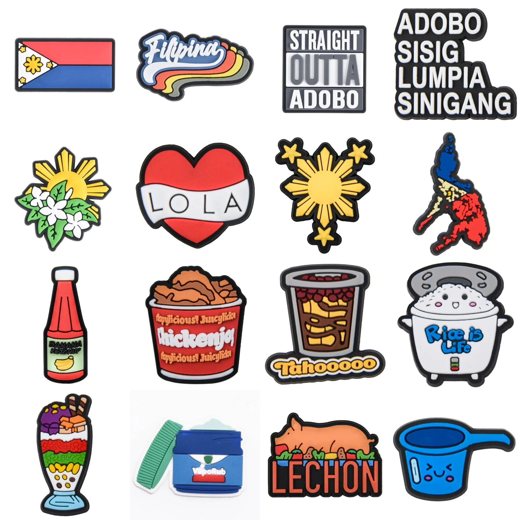 Amuletos de zapatos de Filipinas, dijes de decoración de zapatos de comida para mujeres Wen, pulseras, sandalias, accesorios de zuecos, regalos de fiesta