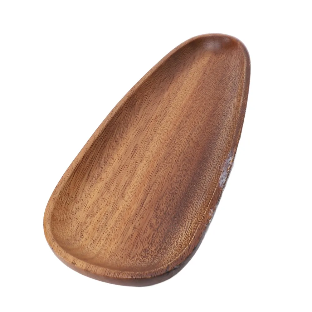 Easy To Wipe Solid Wood Serving Tray Irregular Visible Wood Grain Food Tray Unique Hand Polished Smooth Decor Plate Cafe Table