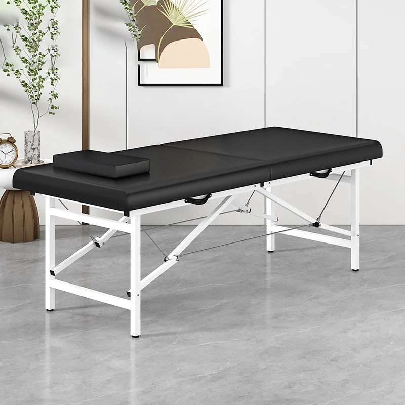 Foldable Bed Professional Adjustable PU Leather Massage Table Removable Face Cradle for Spa Beauty Services for Bedroom Bathroom