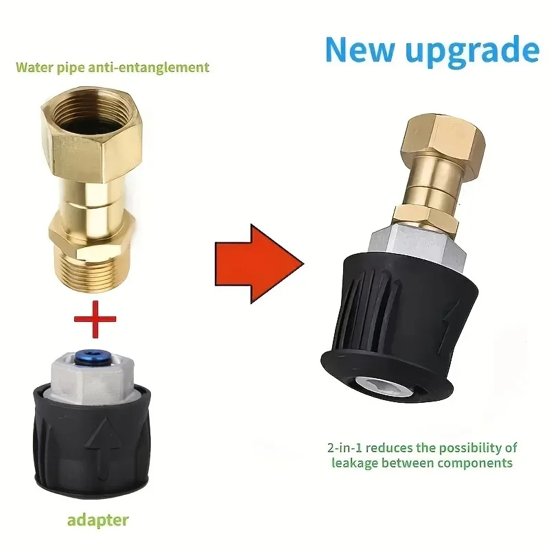 Bosch Pressure Washer Quick Connector, 360° Rotating Anti-Twist Fitting with Brass Thread for Outdoor & Car Cleaning