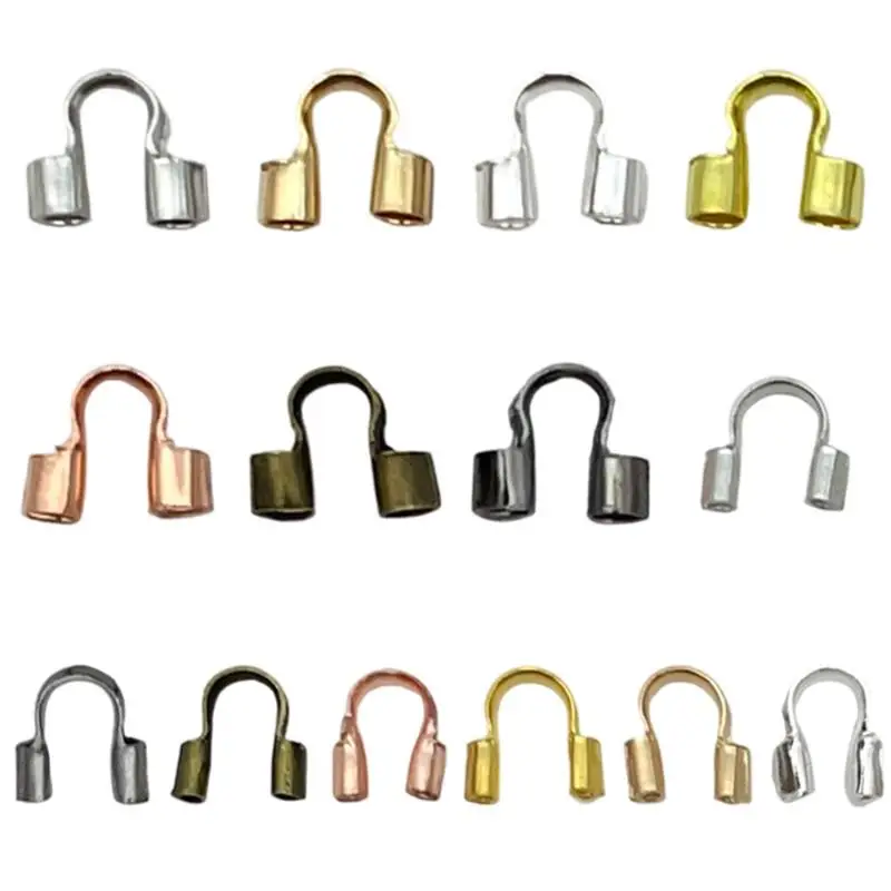 100Pcs U Shape Loop Terminal Copper Wire Guardian Thread Protector Cable Protector For Bracelets Necklaces Jewelry