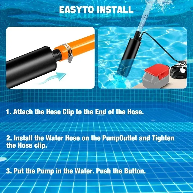 

NEW Portable wireless electric submersible pump,for Makita/Dewalt/Milwaukee 18V 20V battery,for swimming pools, fish tanks