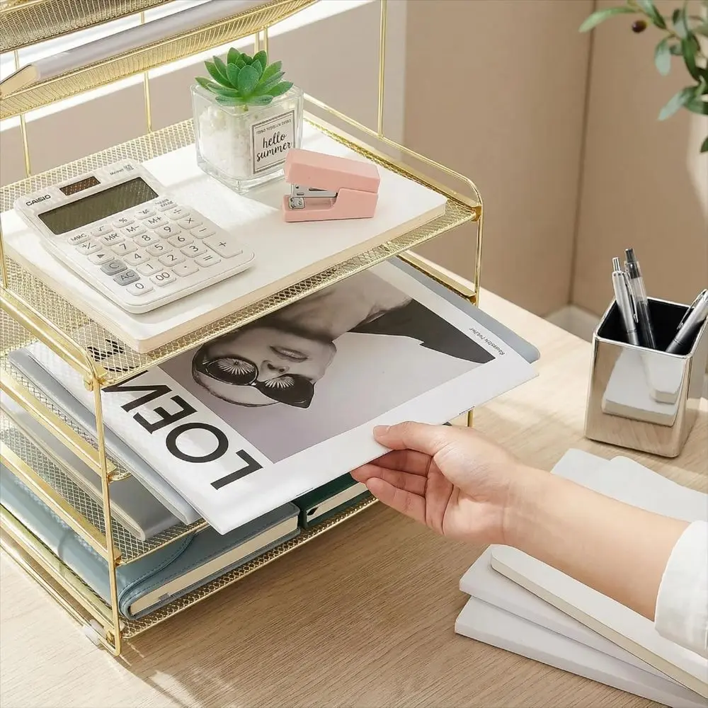 Organizador de papel con bandeja para cartas de 6 niveles, organizadores y accesorios de escritorio, organizador de archivos de escritorio, accesorios de escritorio de oficina para oficina