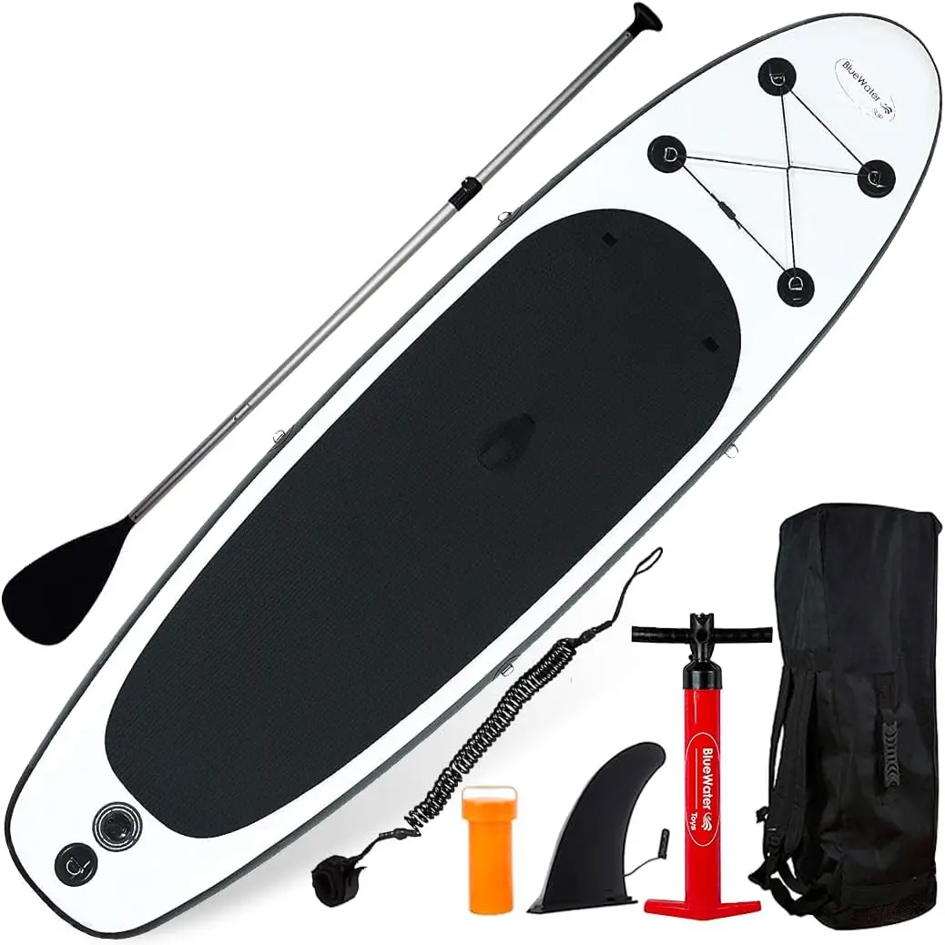 Portable Inflatable Stand Up Paddle Board Kit with Pump, Backpack, Coil Leash, and Repair Kit, SUP 350 Pound Limit