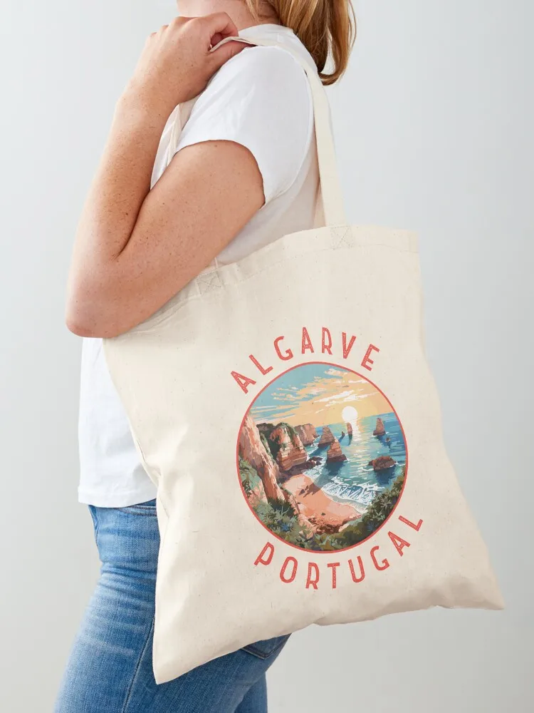 Algarve Portugal Retro Distressed Circle Tote Bag Women's handbag Woman shopper bag Canvas Tote Bag