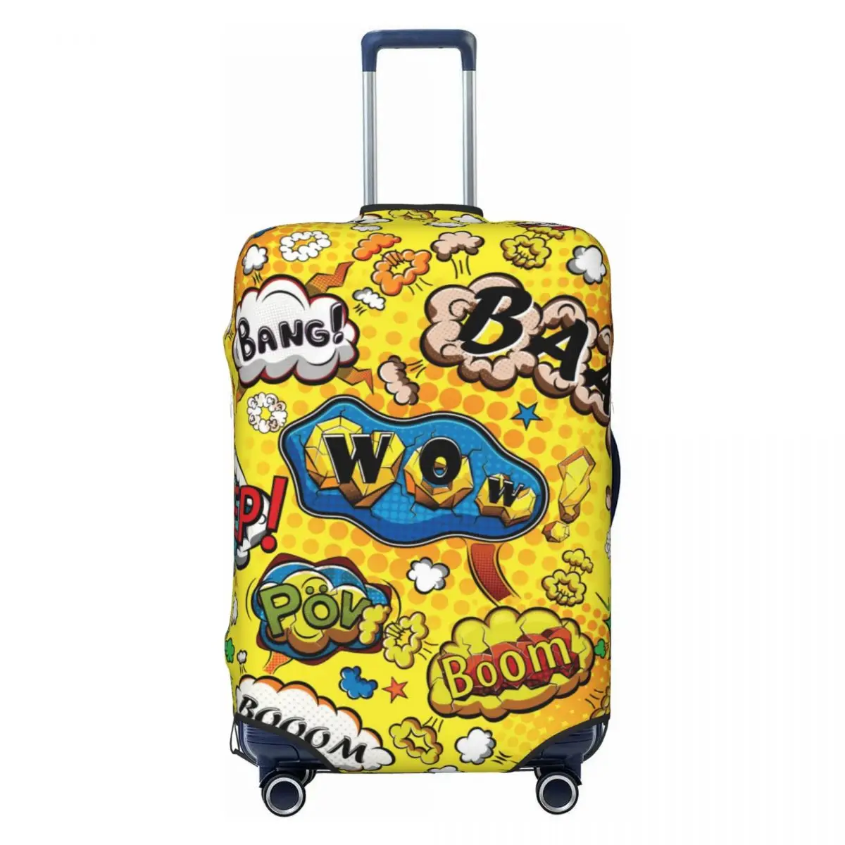 

Забавный желтый чехол для багажа с рисунком пузырей и комиксов, эластичные чехлы для дорожных чемоданов