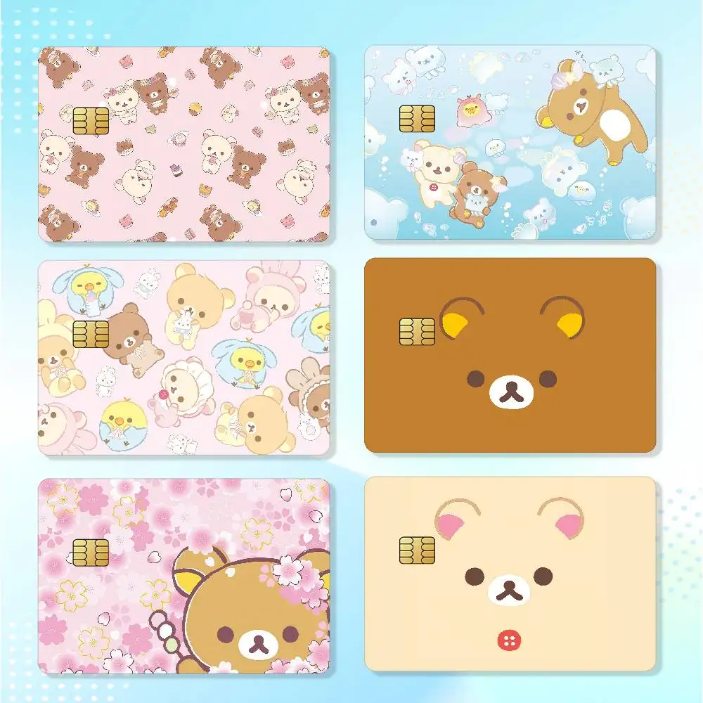 Cartoon R-rilakkuma-s Anime Waterproof Card Stickers For Credit Cards Debit Cards And Transit Cards 4pcs