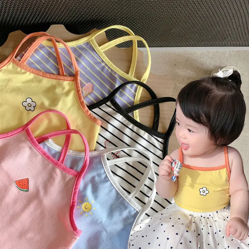 Baby Ice Silk Camisole for Summer, Cool Outerwear Vest, Thin Infant Undershirt, Children's Girls' T-Shirt