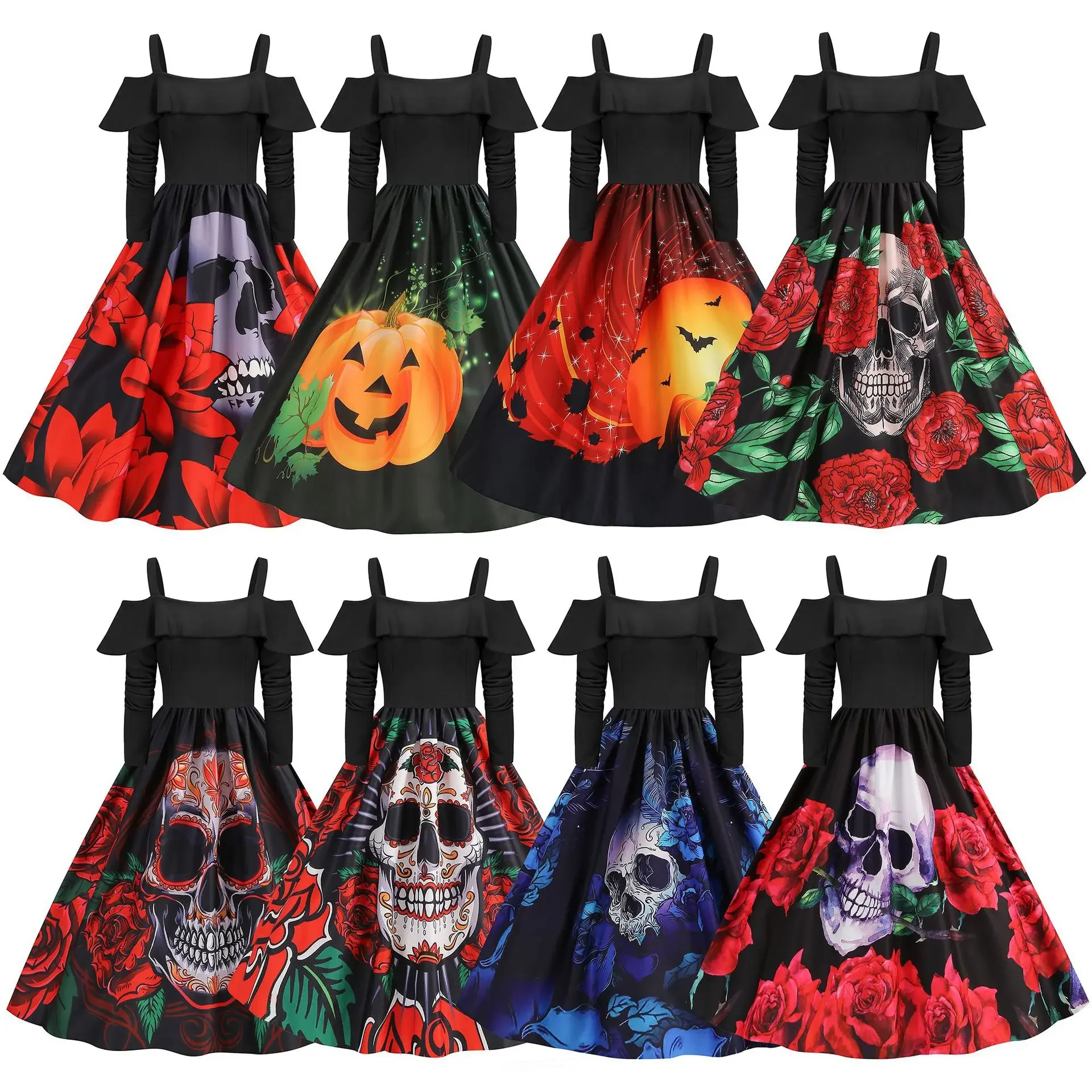 Mittelalter liche Halloween gruselige Cosplay Kostüme für Frauen sexy Schädel Ghost face Party Kleid Disfraz Hombre Mujer Karneval verkleiden