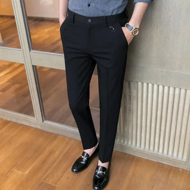 Business Baggy Office Trousers for Men Straight Summer Thin Loose Casual Pants Man Tailoring Clothes Cheap High Quality Sale Y2k