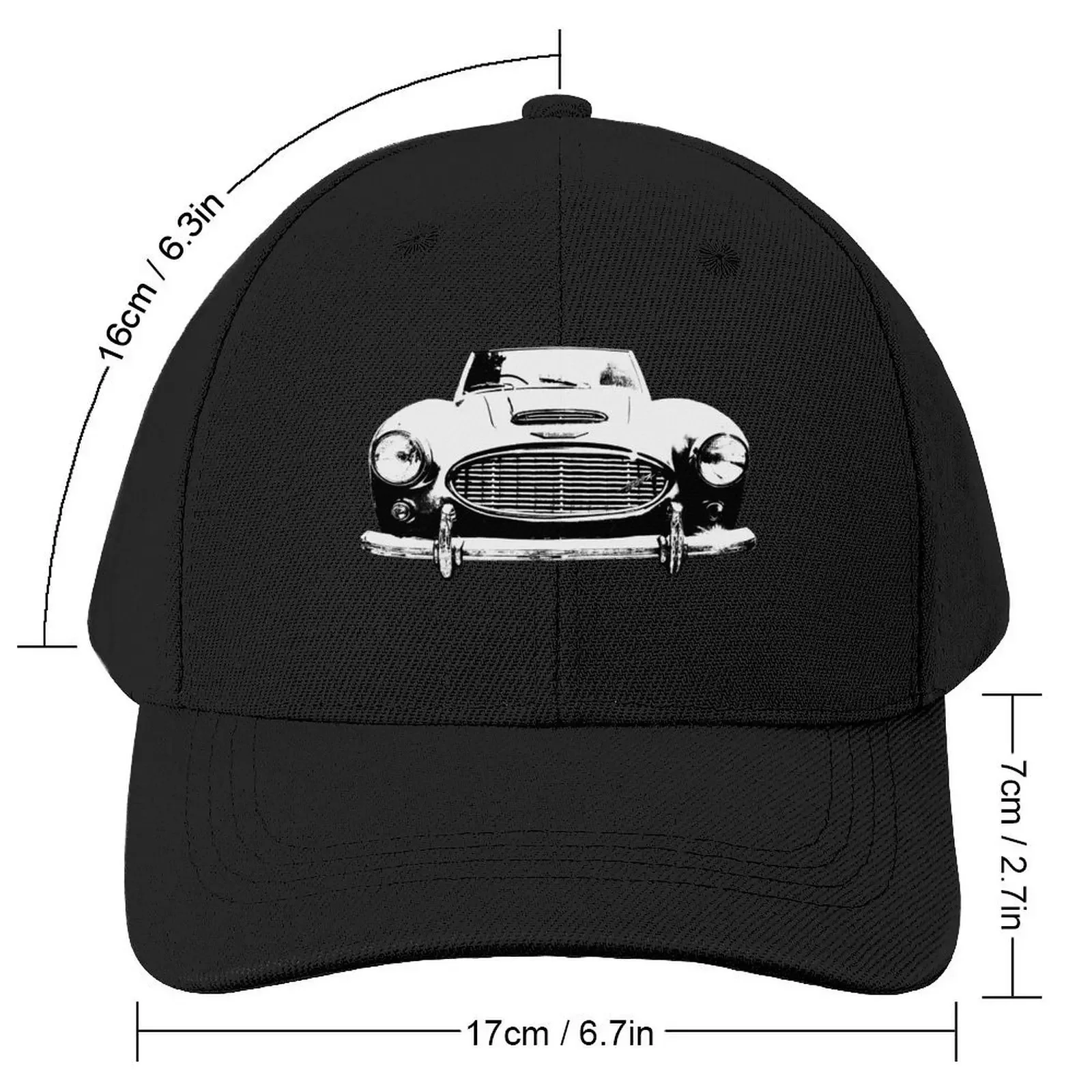 Austin Healey 3000 1960s British classic car monoblock black and white Baseball Cap Hip Hop sun hat Men Caps Women's