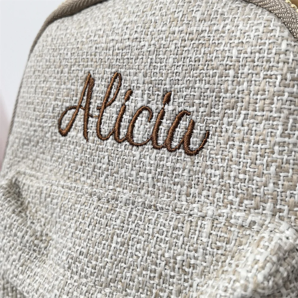 Mochila bordada con nombre personalizado para mujer, bolso de hombro de Color de contraste de verano, Mini mochilas personalizadas, nueva llegada