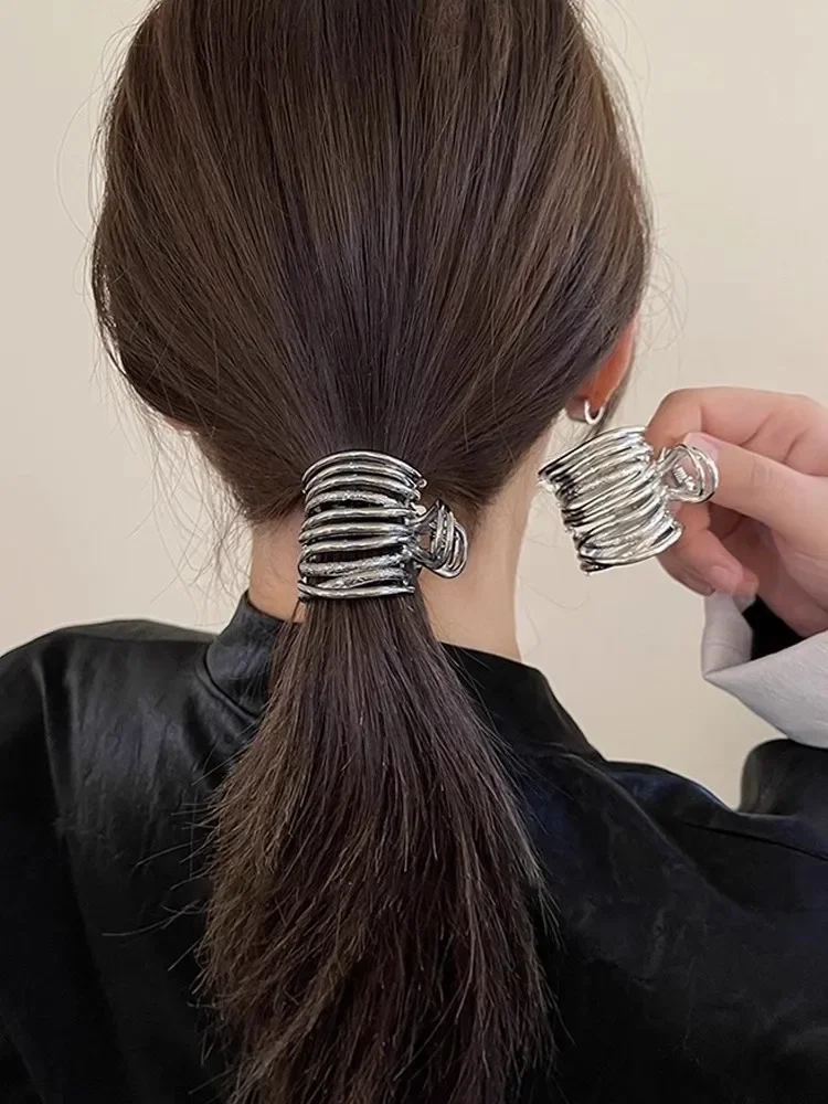 Estilo francês novo metal pequeno rabo de cavalo alto beleza grab clip meio amarrado cabelo elegante e personalizado menina grampo de cabelo