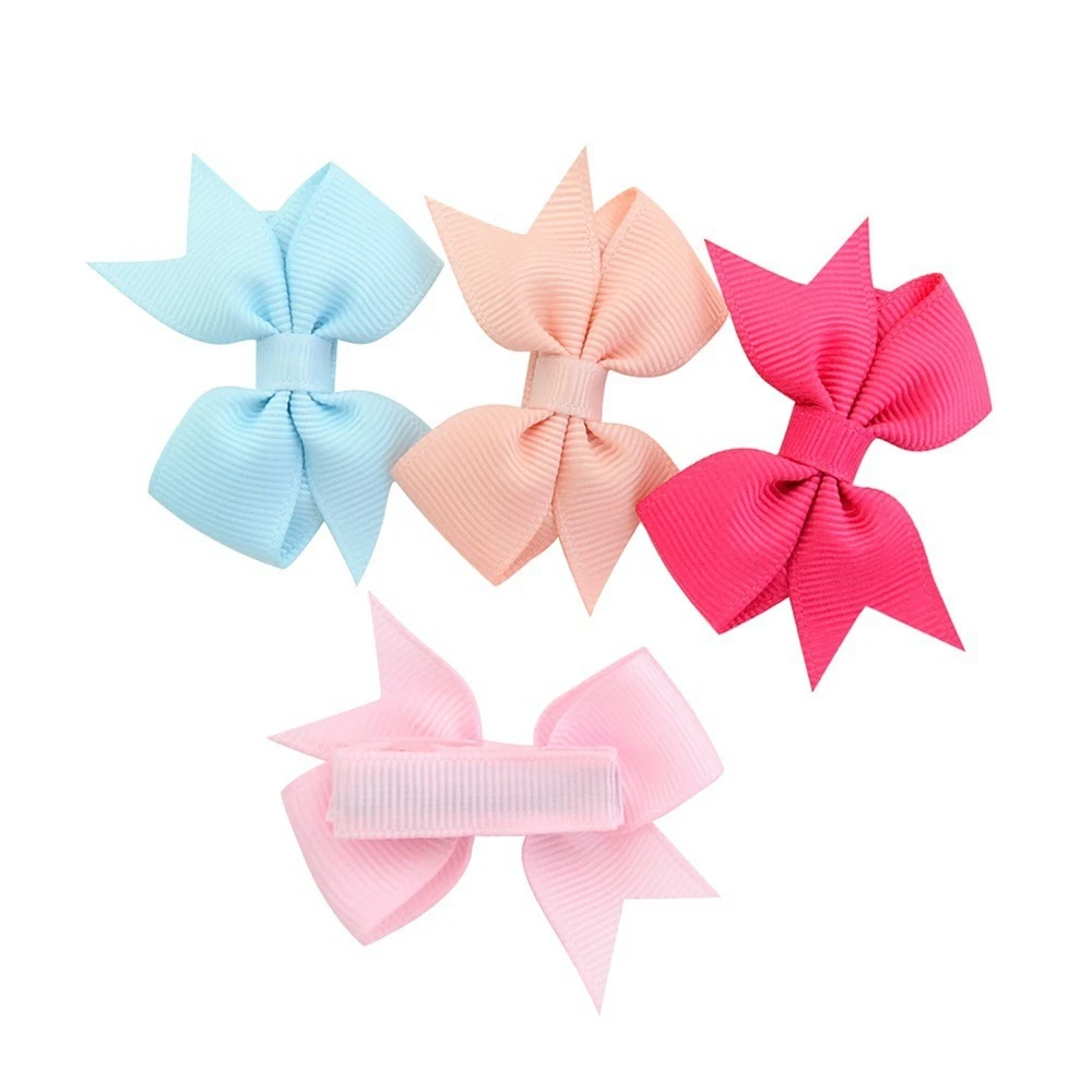 20pcs/lot Solid Color Grosgrain Ribbon Bowknot Kids Hair Clips Handmade Bows Baby Girls Barrettes Hairpins Photo Props Gift Sets