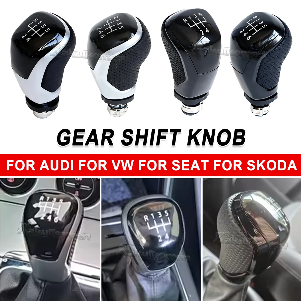 Image of 12mm 5/6-Gang Schaltknauf für VW Golf Polo Bora Passat Ibiza 6J Seat Leon Mk1 Skoda Audi A4 B6 B7 B8 A6 A3